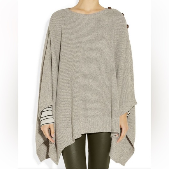 A.P.C. Oatmeal Color Rib Knit Poncho Bio Wool/Alpaca Large/Extra Large Like New! - Picture 2 of 11